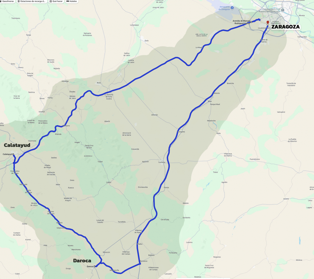 mapa zona de reparto halcon expreszgz provincia de zaragoza